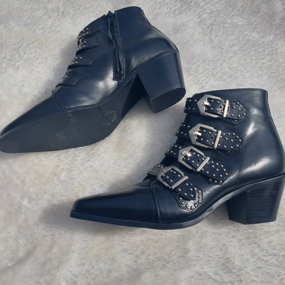 Pertini leather booties with buckles - Picture 3 of 8